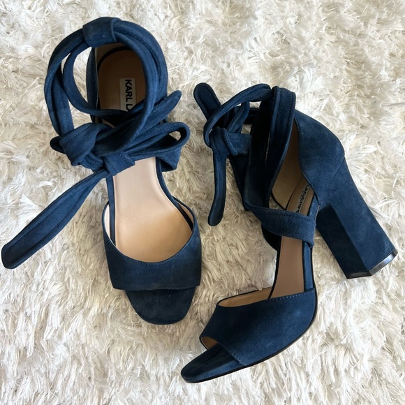 Karl Lagerfeld Blue Heels sz 39.5 - Picture 1 of 4